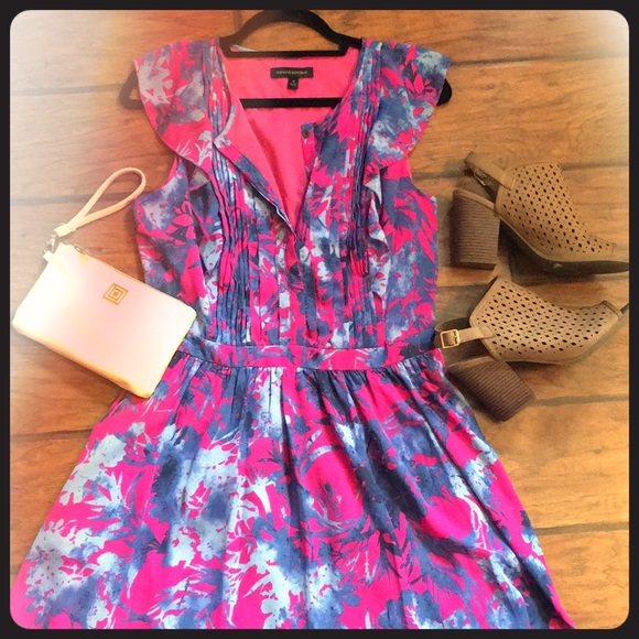 banana republic pink floral dress Banana Republic Pink Floral Drop Waist Shift Dress Sz 0 Sleeveless Retails $129